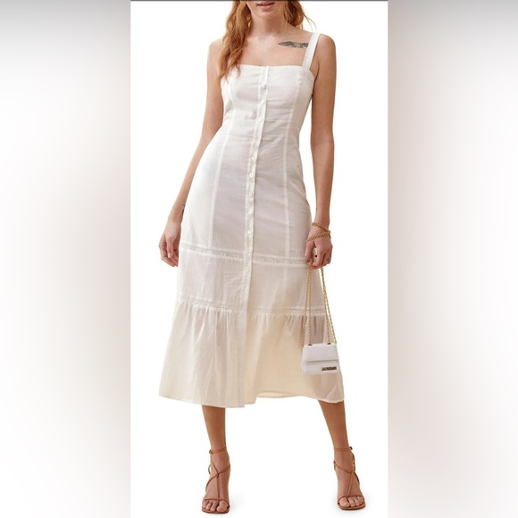 New Reformation Dianne Dress Ivory Size 4 - Picture 1 of 10